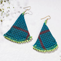 Handcrafted Gamcha Fabart Beadwork Earrings by Rangila Dhaga