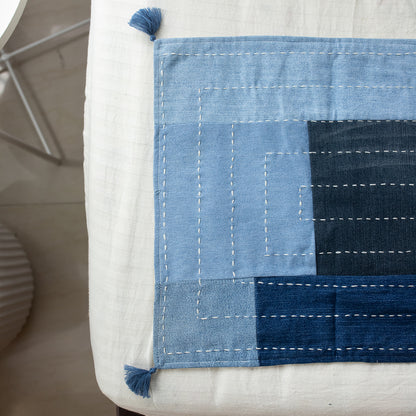 Hand Embroidered Upcycled Jeans Table Runner (Single) - Boxed