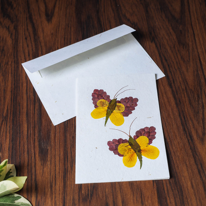 Flower Art Butterfly Handmade Paper Gift Card