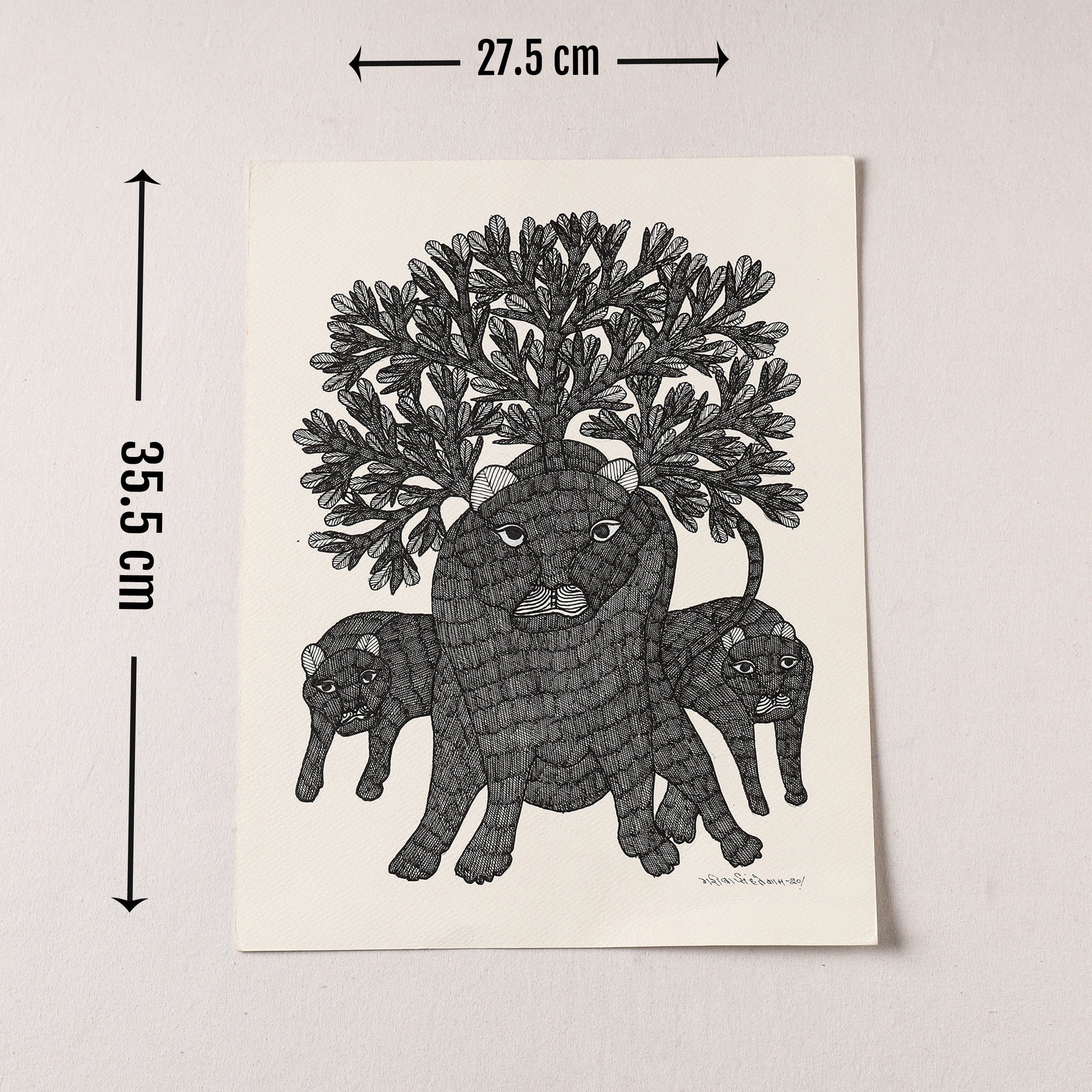  Original Gond Folk Art Painting by Gariba Singh Tekam 