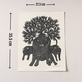  Original Gond Folk Art Painting by Gariba Singh Tekam 