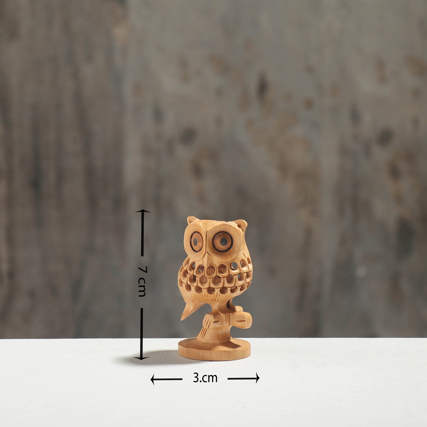 Owl - Hand Carved Kadam Wood Sculpture (2.7 in)