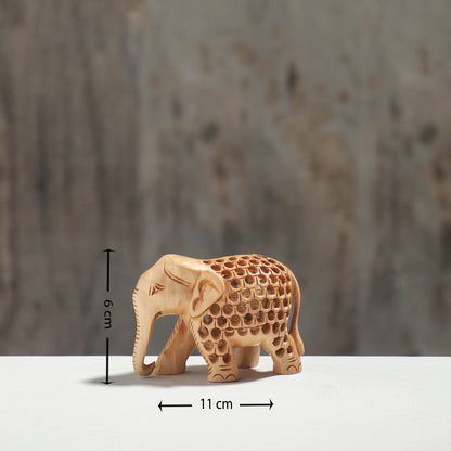 Elephant - Hand Carved Kadam Wood Sculpture (2.3 in)