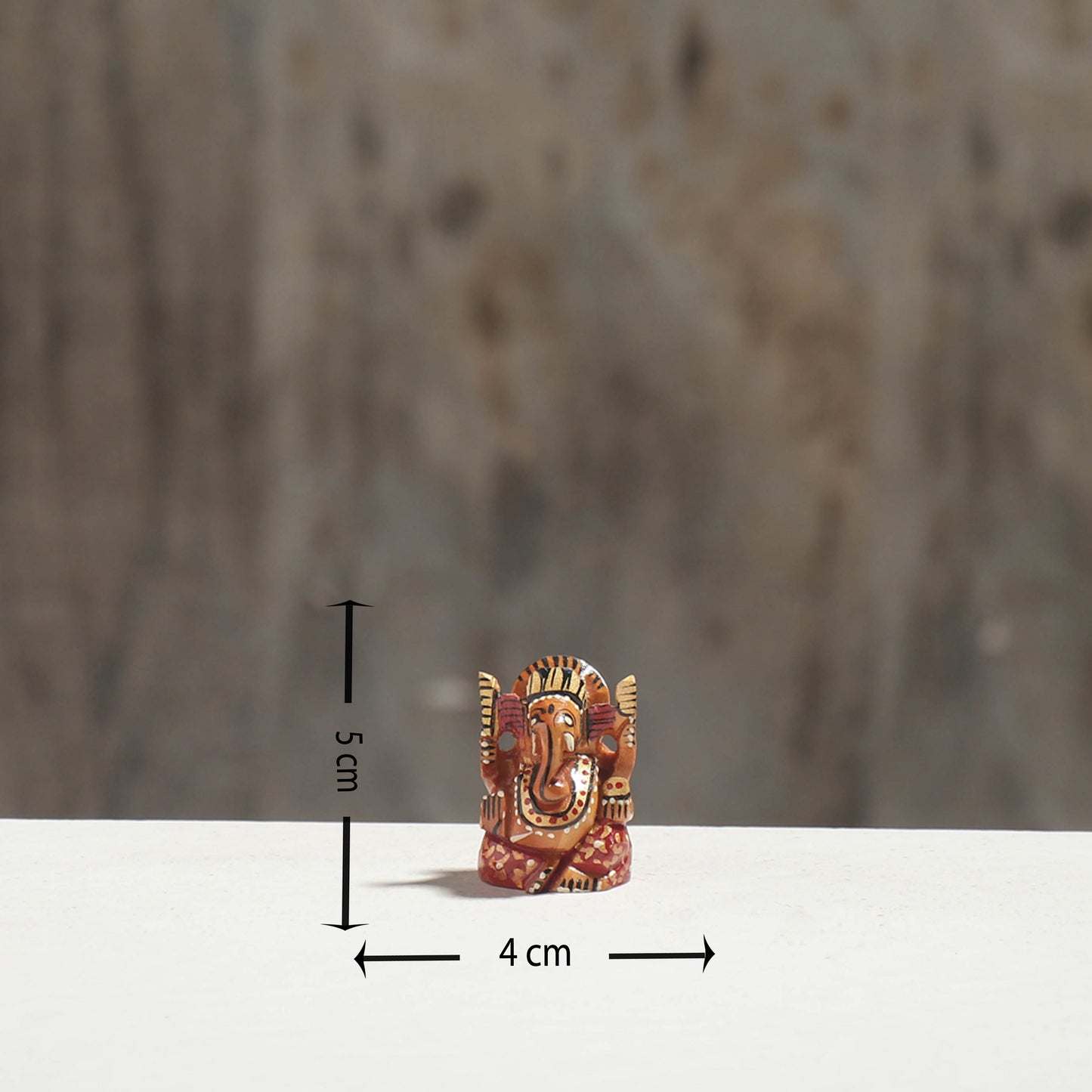 Lord Ganesha - Hand Carved Kadam Wood Handpainted Sculpture (1.5 in)