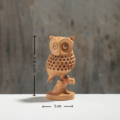 Owl - Hand Carved Kadam Wood Sculpture (5 in)