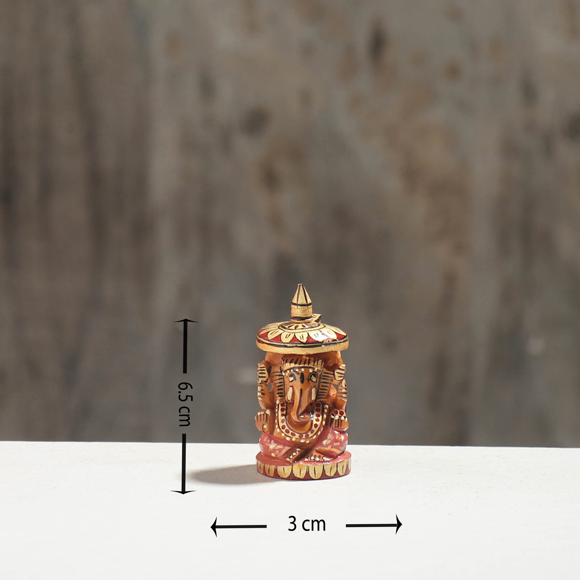 Lord Ganesha - Hand Carved Kadam Wood Handpainted Sculpture