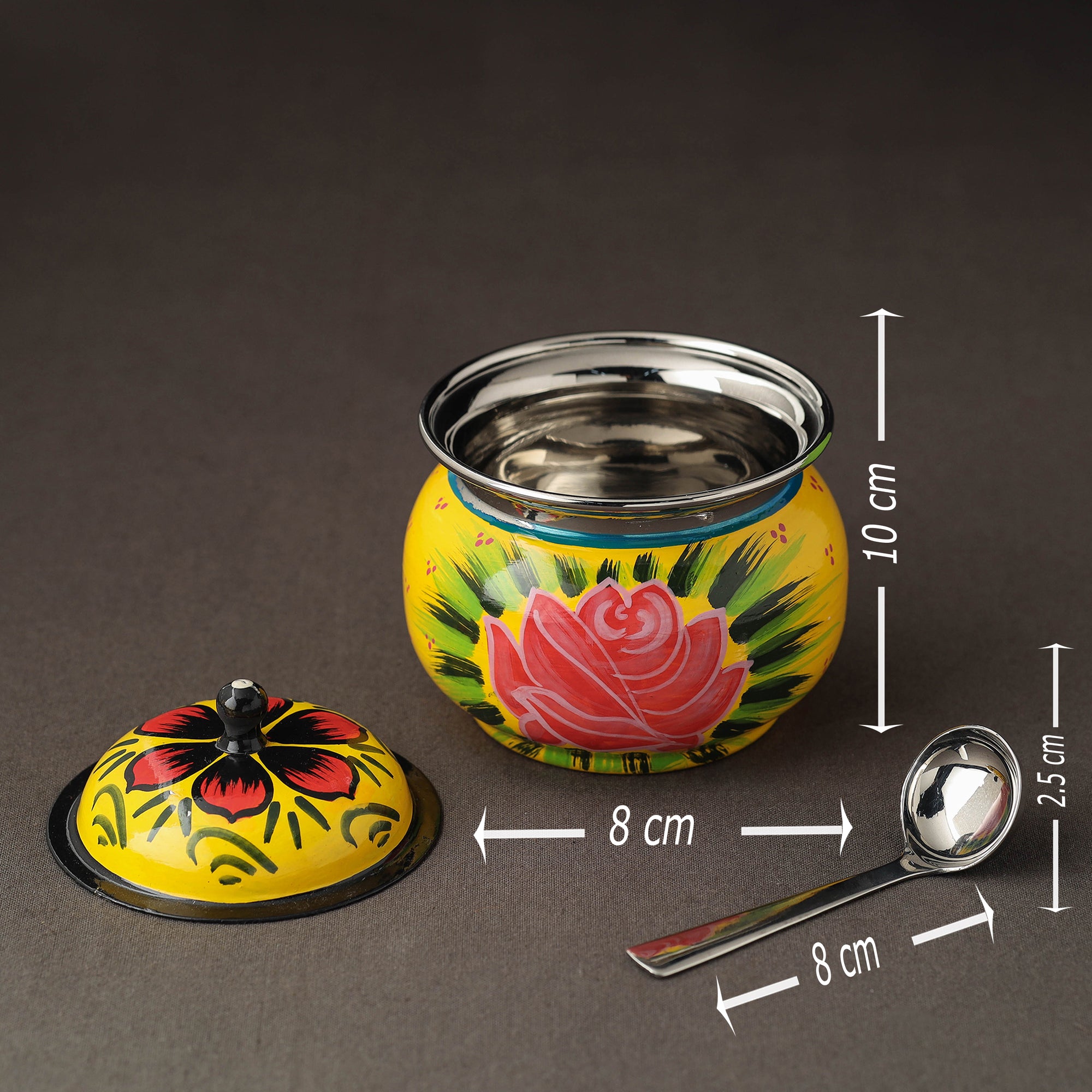  Banaras Handpainted Stainless Steel Small Ghee Pot 