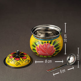  Banaras Handpainted Stainless Steel Small Ghee Pot 