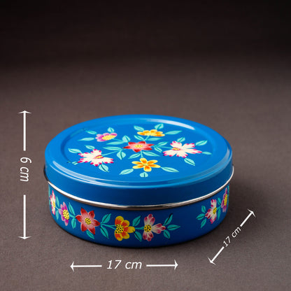 Kashmir Enamelware Floral Handpainted Stainless Steel Chapati Box