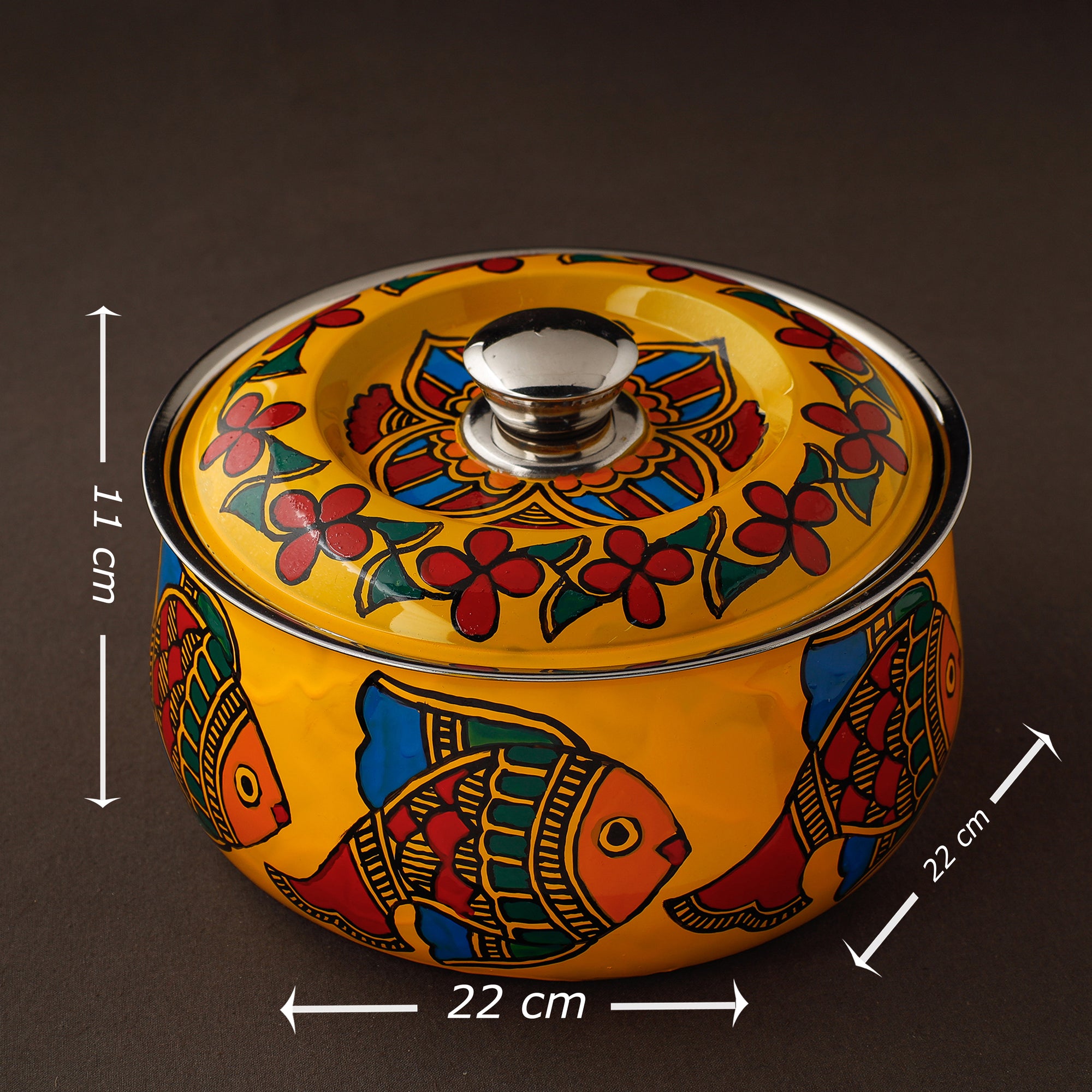  Madhubani Handpainted Stainless Steel Casserole 