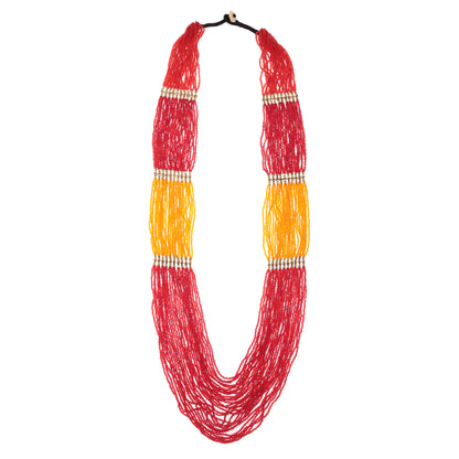 Handcrafted Red & Yellow Beads Necklace by Bamboo Tree Jewels