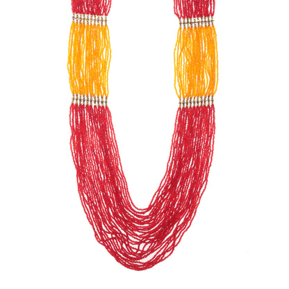 Handcrafted Red & Yellow Beads Necklace by Bamboo Tree Jewels