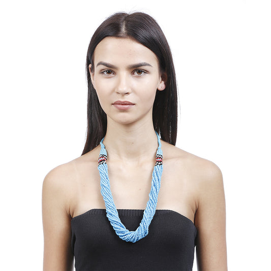 Handcrafted Blue Beads Necklace by Bamboo Tree Jewels