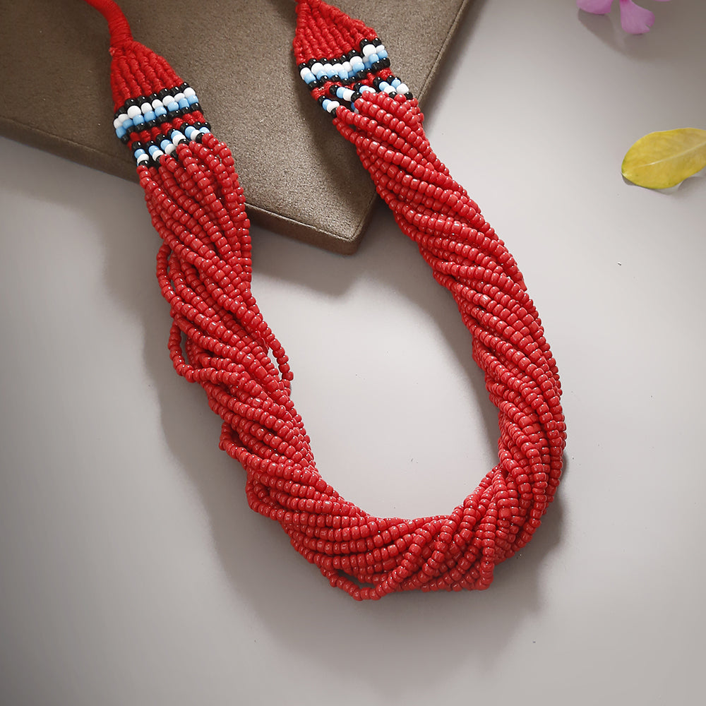 Handcrafted Red Beads Necklace by Bamboo Tree Jewels
