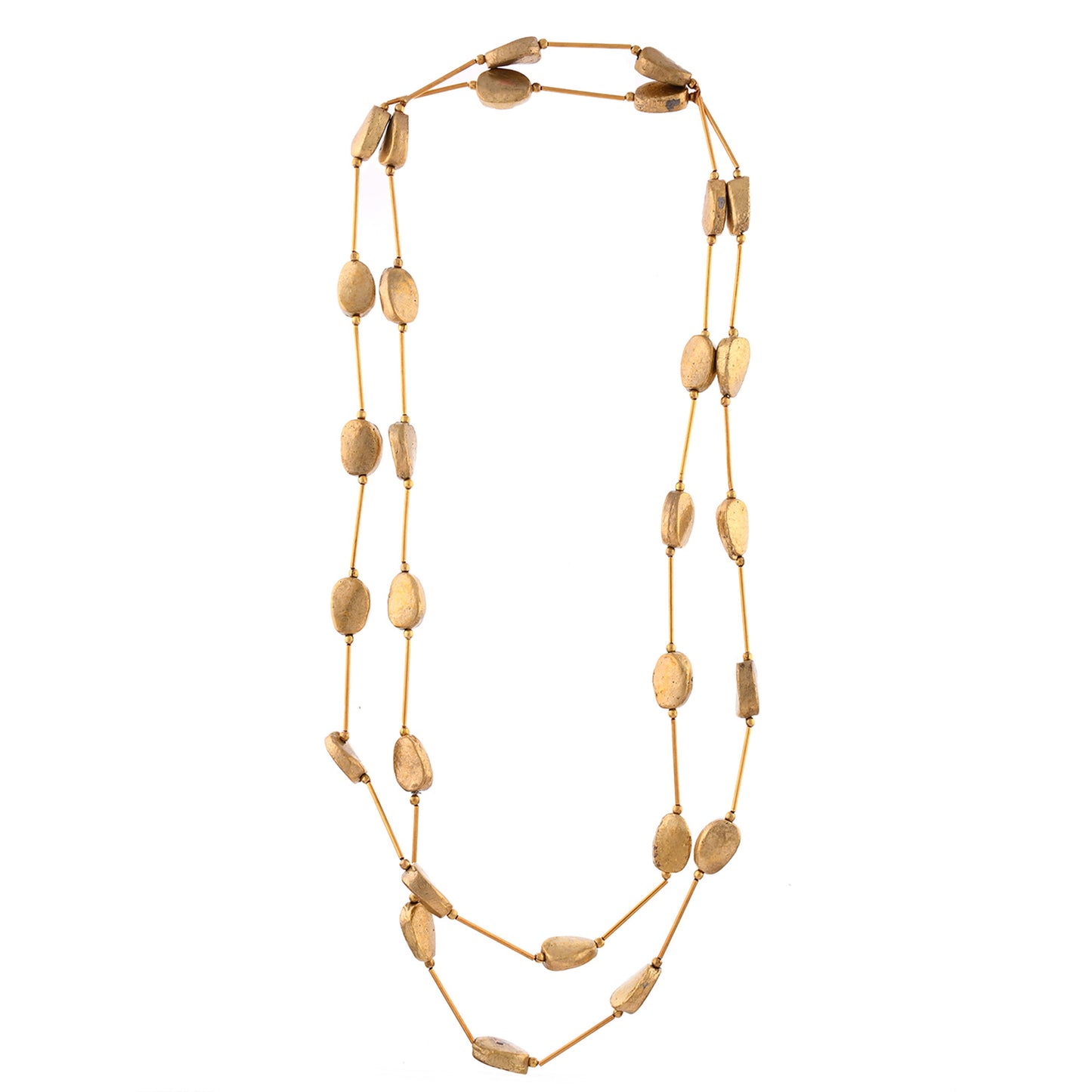Gold Tone Long Handcrafted Necklace by Bamboo Tree Jewels