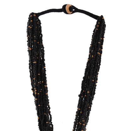 Handcrafted Black Beads Pendant Necklace by Bamboo Tree Jewels
