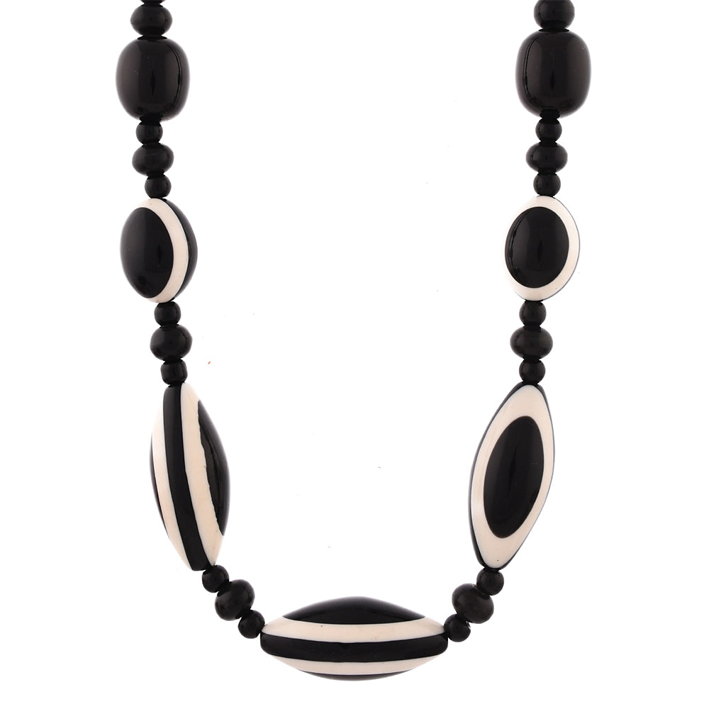 Handcrafted Black & White Beads Necklace by Bamboo Tree Jewels