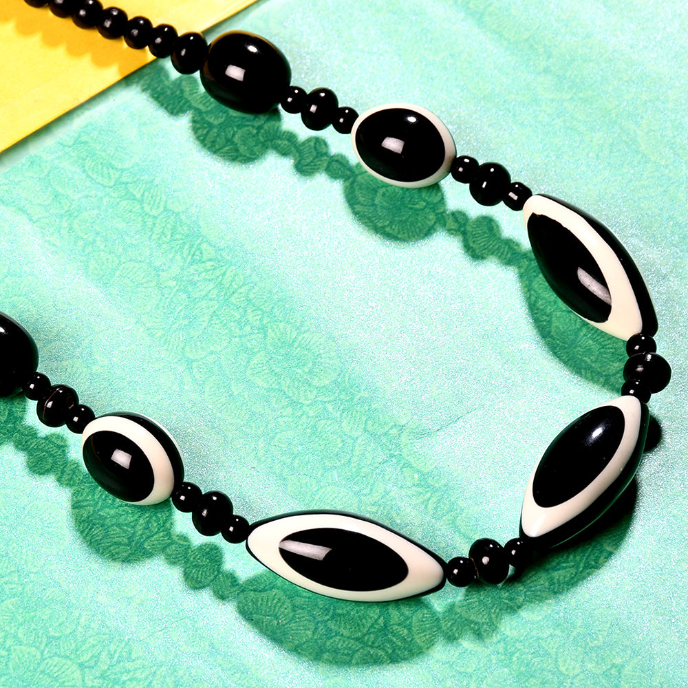 Handcrafted Black & White Beads Necklace by Bamboo Tree Jewels