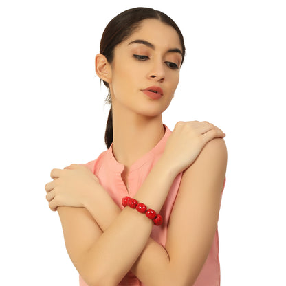 Maroon Stone Stretchable Bracelet by Bamboo Tree Jewels