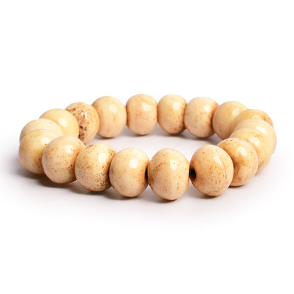 Off White Beaded Stretchable Bracelet by Bamboo Tree Jewels