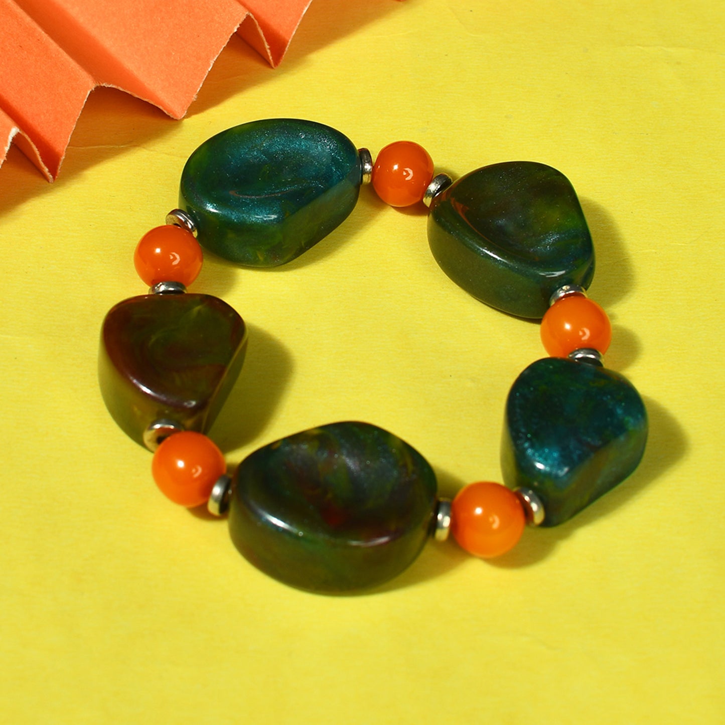Multi-Coloured Stone Stretchable Bracelet by Bamboo Tree Jewels