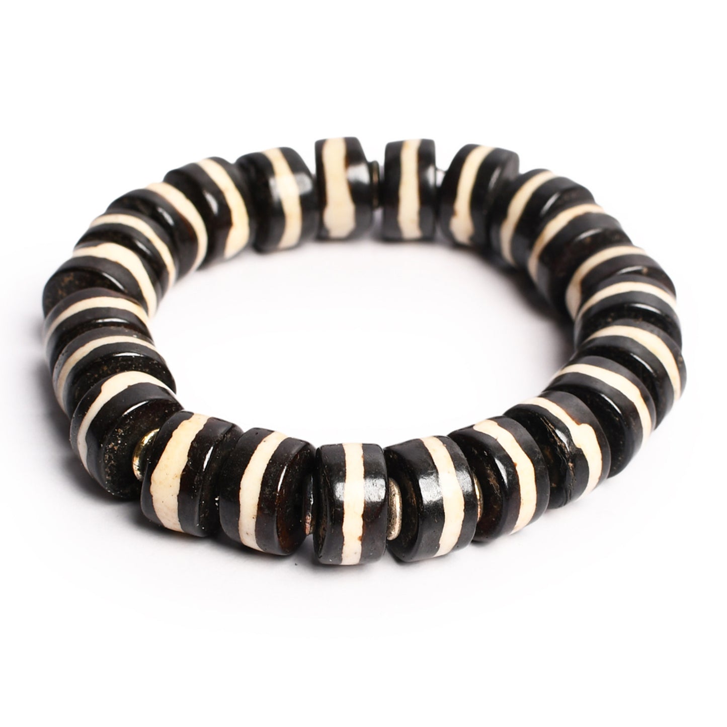 Black & White Beaded Stretchable Bracelet by Bamboo Tree Jewels