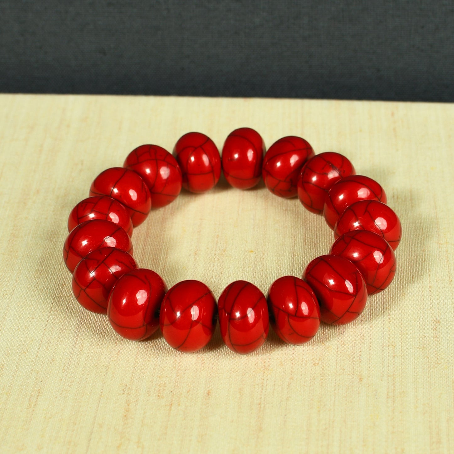 Red Beaded Stretchable Bracelet by Bamboo Tree Jewels