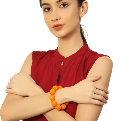 Orange Stone Stretchable Bracelet by Bamboo Tree Jewels