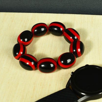 Black & Red Stone Stretchable Bracelet by Bamboo Tree Jewels