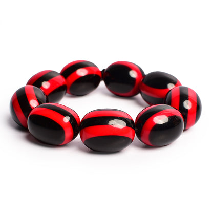 Black & Red Stone Stretchable Bracelet by Bamboo Tree Jewels
