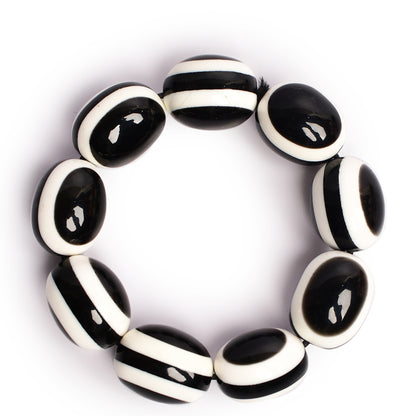 Black & White Stone Stretchable Bracelet by Bamboo Tree Jewels