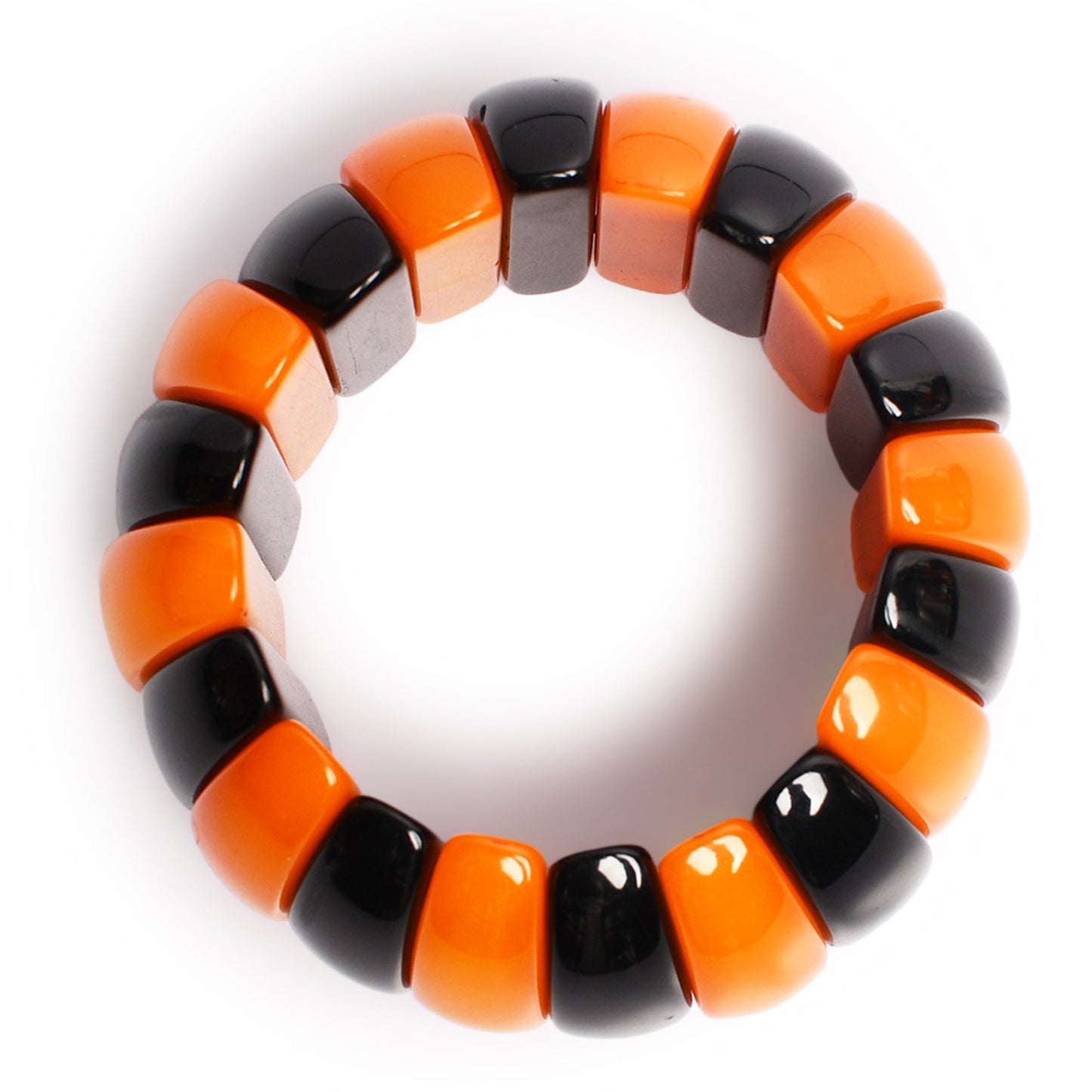 Black & Orange Beaded Stretchable Bracelet by Bamboo Tree Jewels