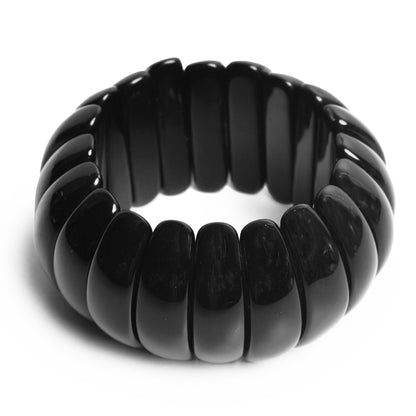 Black Beaded Stretchable Bracelet by Bamboo Tree Jewels