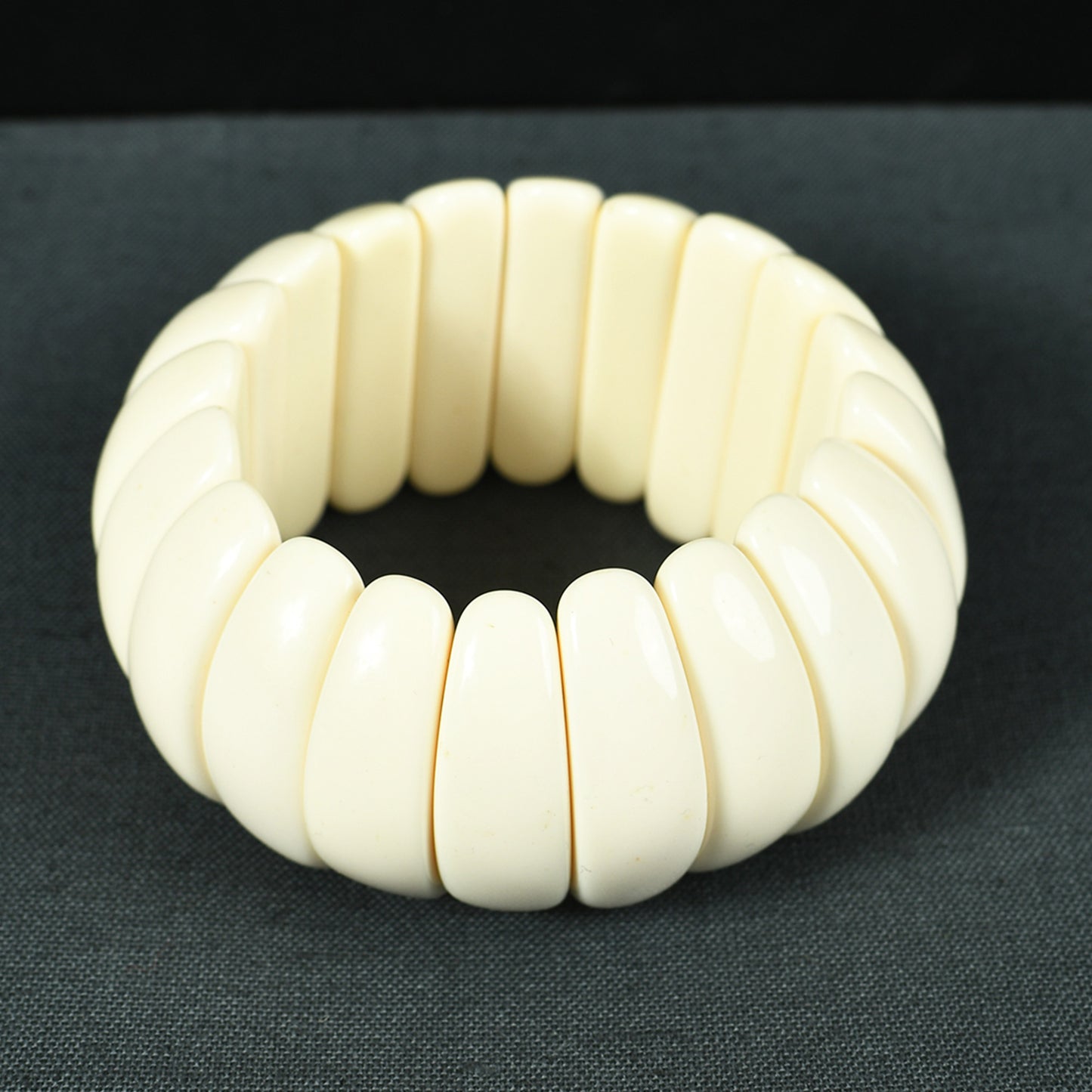 White Beaded Stretchable Bracelet by Bamboo Tree Jewels