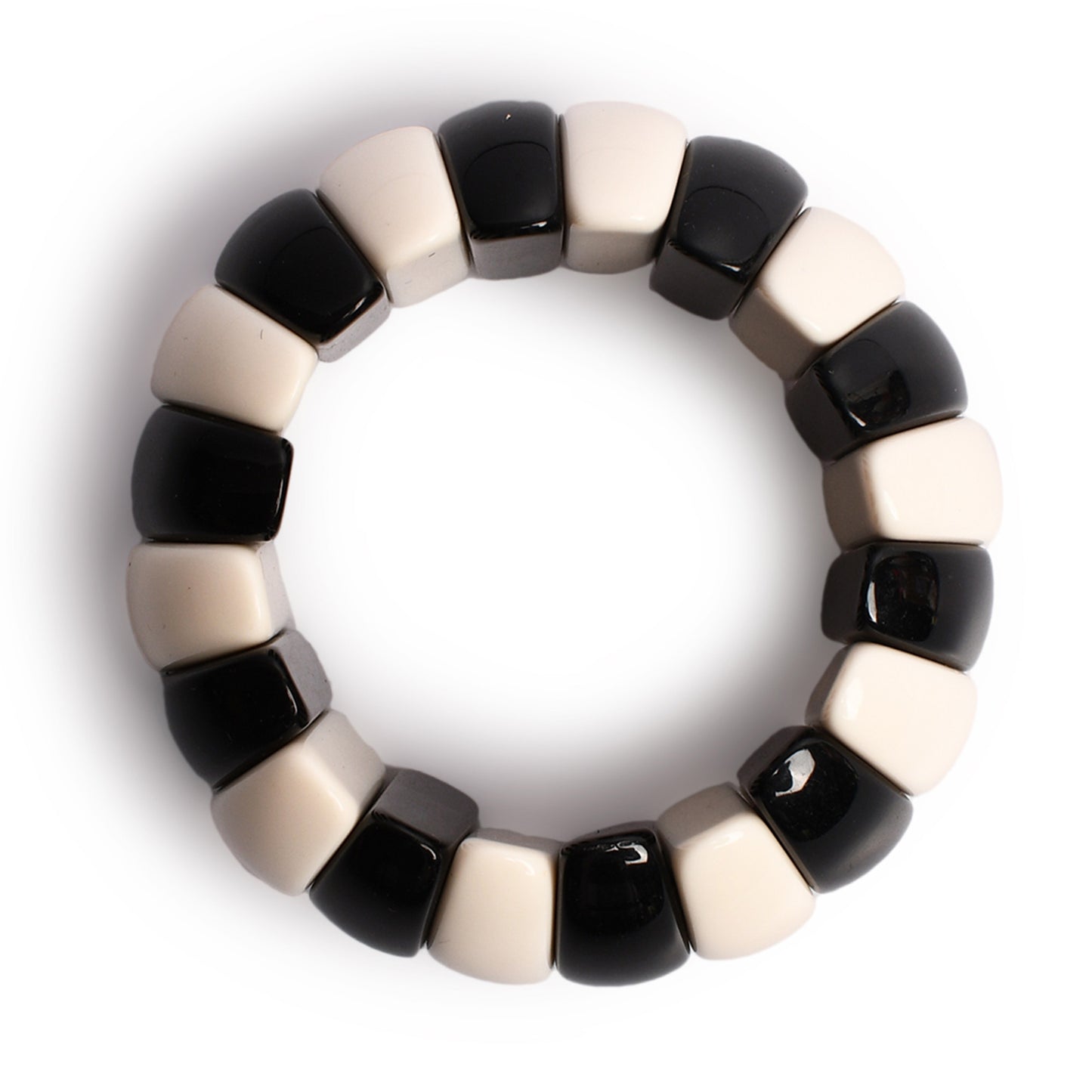 Black & White Beaded Stretchable Bracelet by Bamboo Tree Jewels