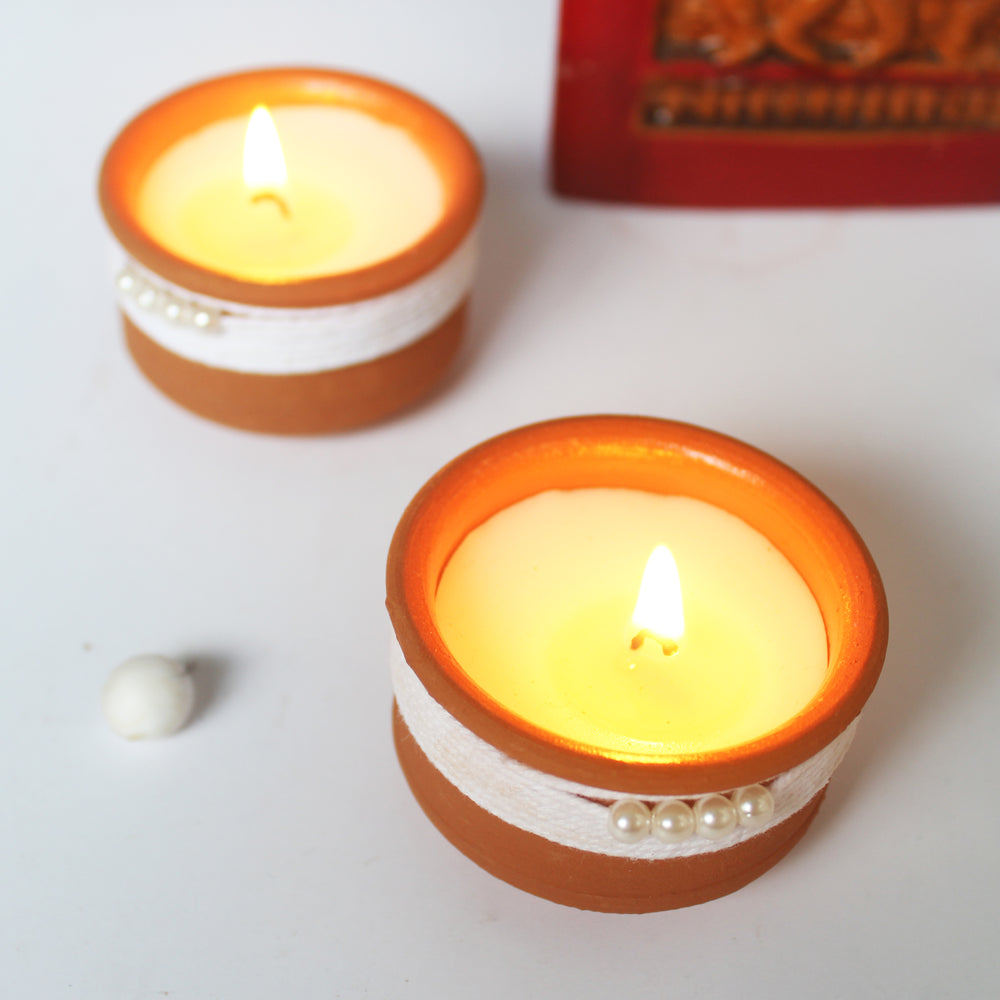 Terracotta Handmade 'DEKO' Blended Soy Wax Terracotta Candles (Set of 4)