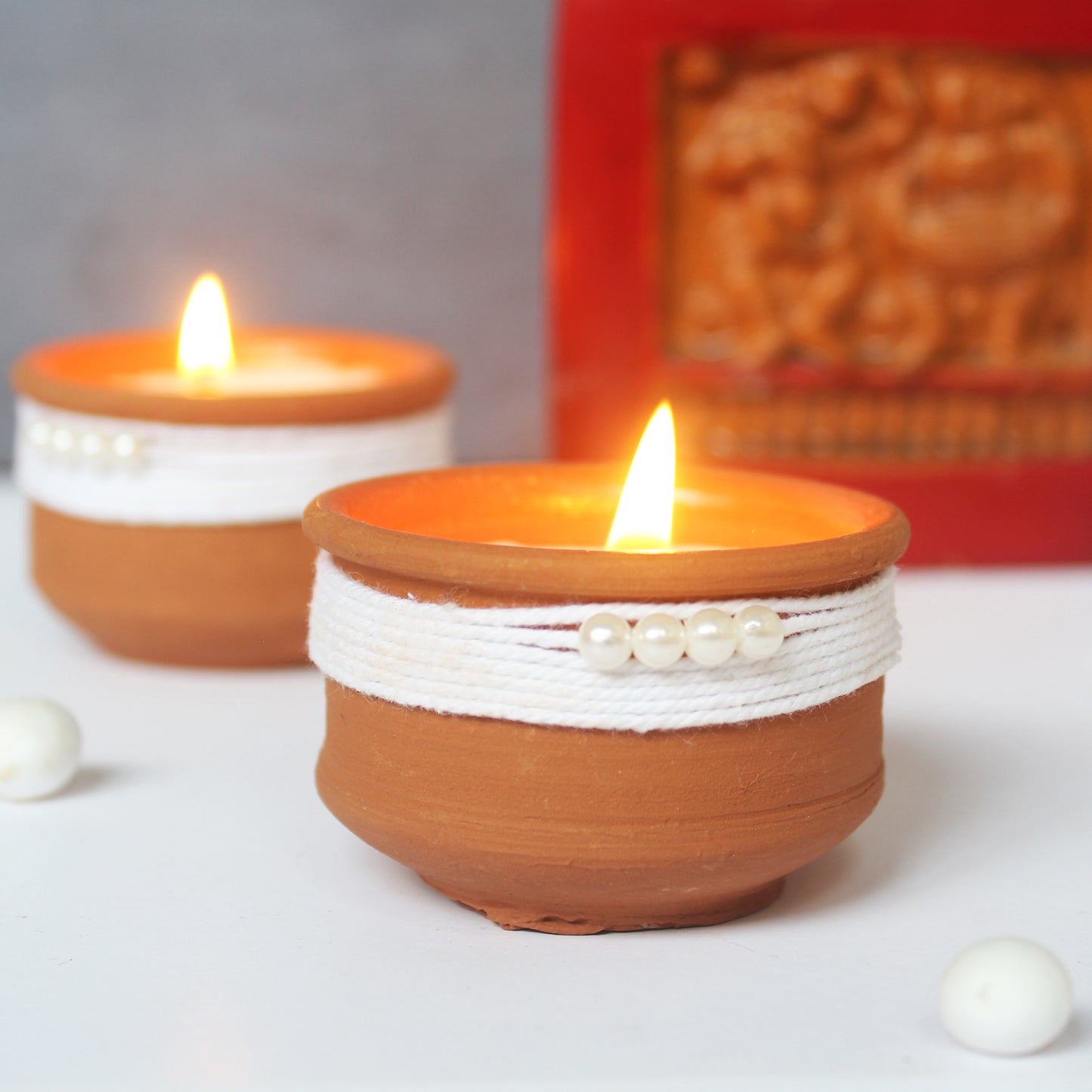 Terracotta Handmade 'DEKO' Blended Soy Wax Terracotta Candles (Set of 4)