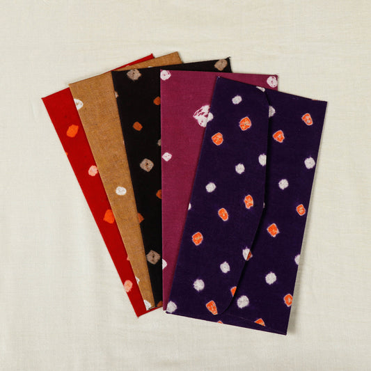 Handmade Bandhani Fabric Envelope (Assorted - Set of 5)
