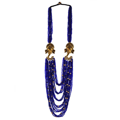 Handcrafted Blue & Golden Beads Necklace by Bamboo Tree Jewels