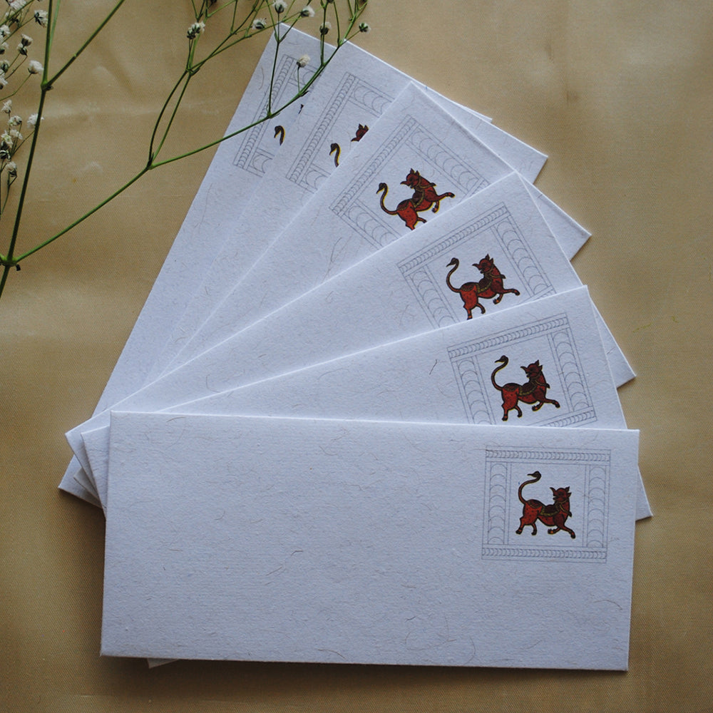 Chitrakathi White Handmade Gift Envelopes (Set of 6)