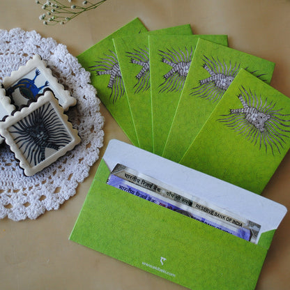 Waghoba - Gond Folk Art Envelopes Green (Set of 6)