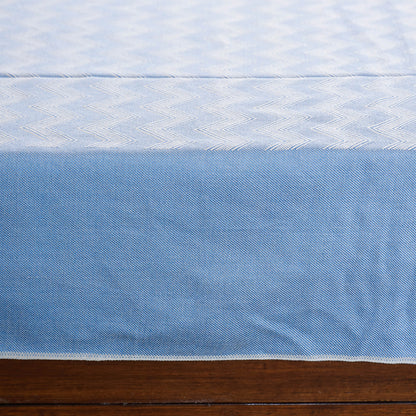 Blue - Pure Cotton Handloom Single Bed Cover from Bijnor by Nizam (91 x 61 in)