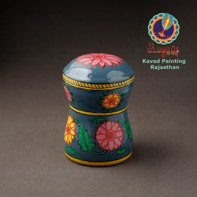 Blue Kavad Handpainted Stainless Steel Multi Utility Canister