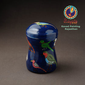 Blue Kavad Handpainted Stainless Steel Multi Utility Canister