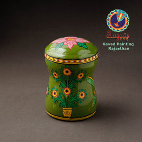 Green Kavad Handpainted Stainless Steel Multi Utility Canister