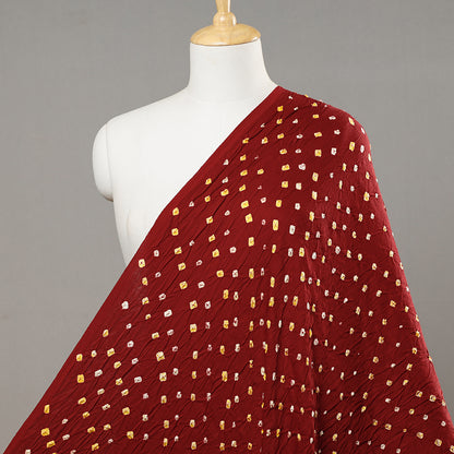 Radiant Red Kutch Bandhani Tie-Dye Modal Silk Fabric