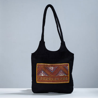 Black - Traditional Rogan Hand Painted Mashru Shoulder Bag
