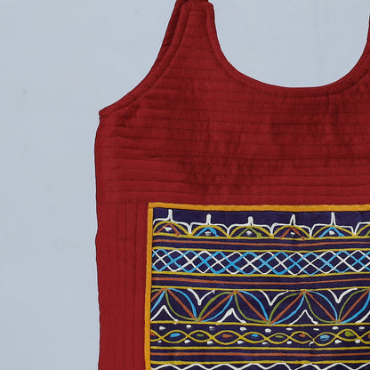Red - Traditional Rogan Hand Painted Mashru Shoulder Bag