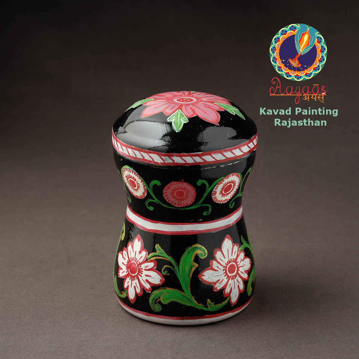Black Kavad Handpainted Stainless Steel Multi Utility Canister