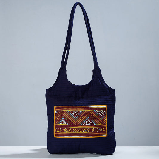 Blue - Traditional Rogan Hand Painted Mashru Shoulder Bag